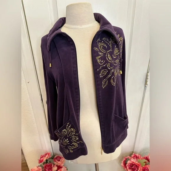 Purple Embellished Women's Jacket - Picture 2 of 8